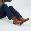 Bottines en cuir avec clous marron femme