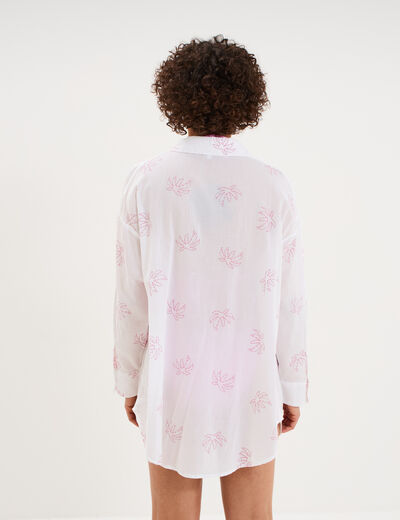 Robe chemise de plage voile de coton blanc femme
