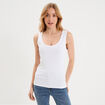 D&eacute;bardeur ajust&eacute; col rond coton blanc femme