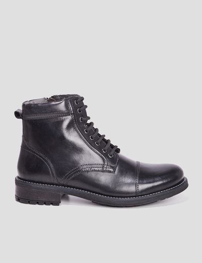 Bottines zippées cuir noir homme