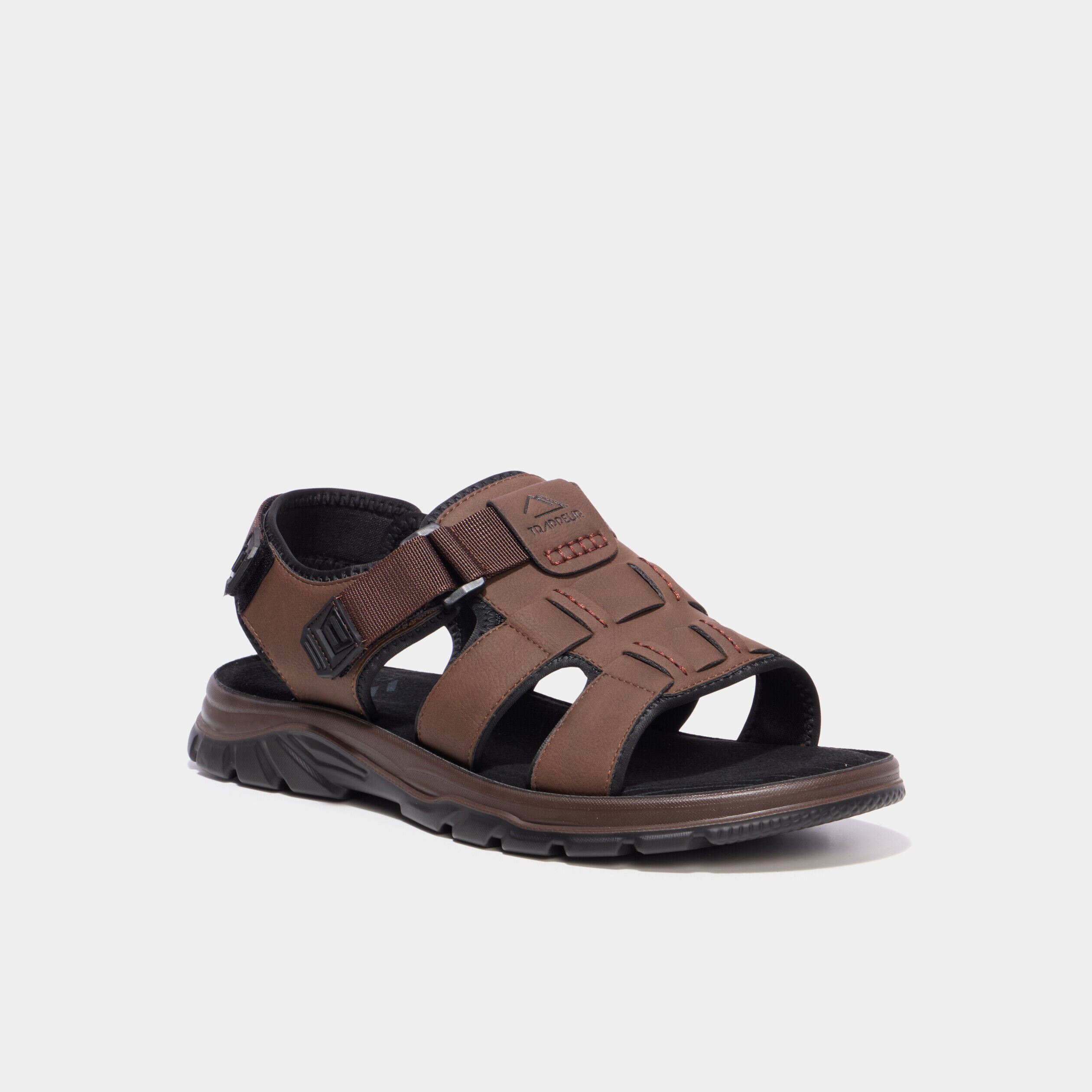 Sandales avec scratchs marron homme TRAPPEUR