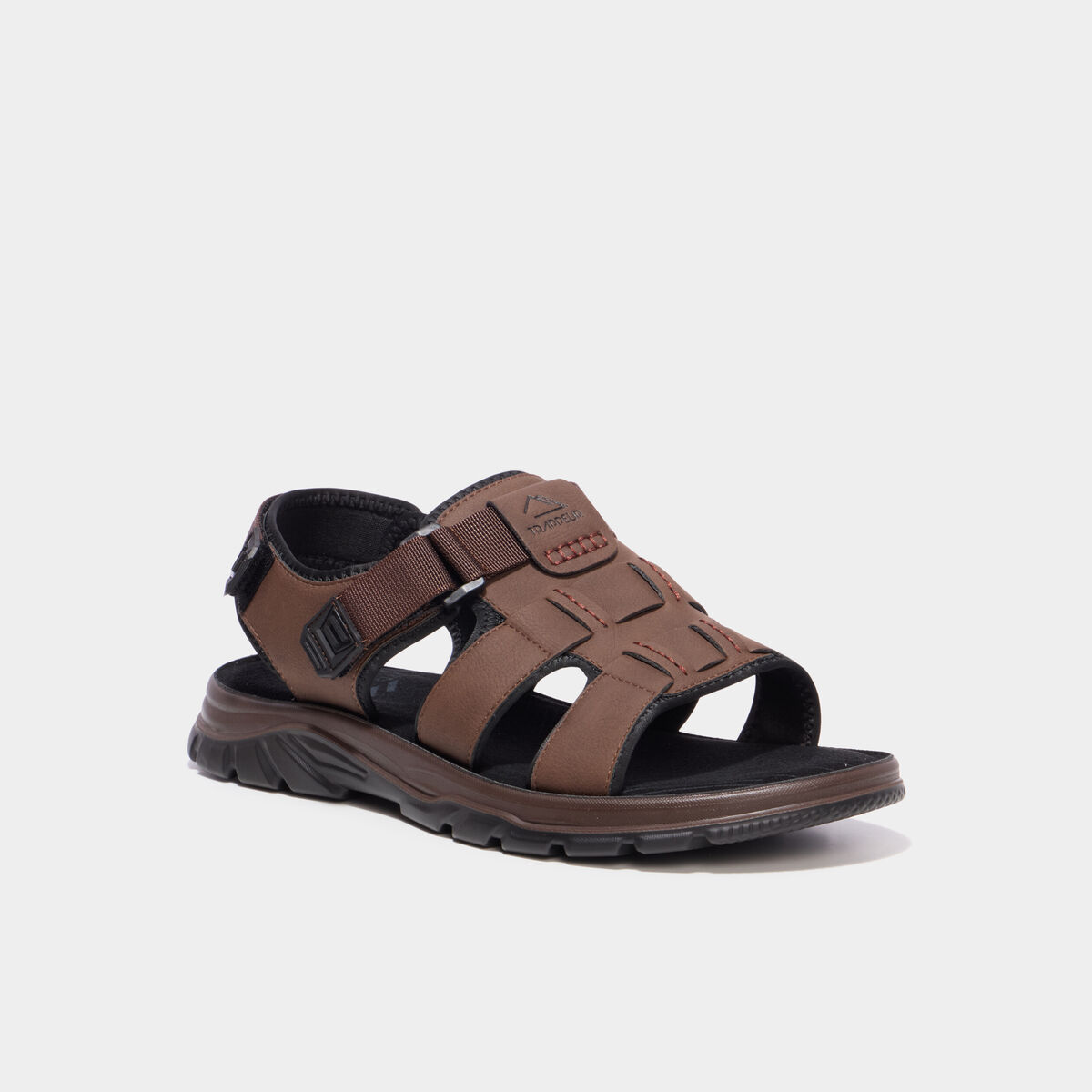 Sandales avec scratchs marron homme