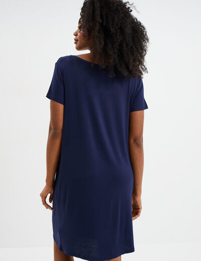 Chemise de nuit manches courtes bleu marine femme