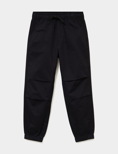 Pantalon battle taille &eacute;lastiqu&eacute;e coton noir gar&ccedil;on