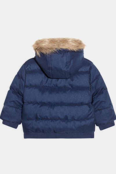 Doudoune courte à capuche bleu bébé garçon