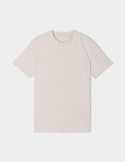 T-shirt manches courtes col rond creme homme