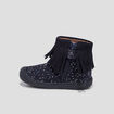 Bottines à franges en cuir bleu marine bébé fille