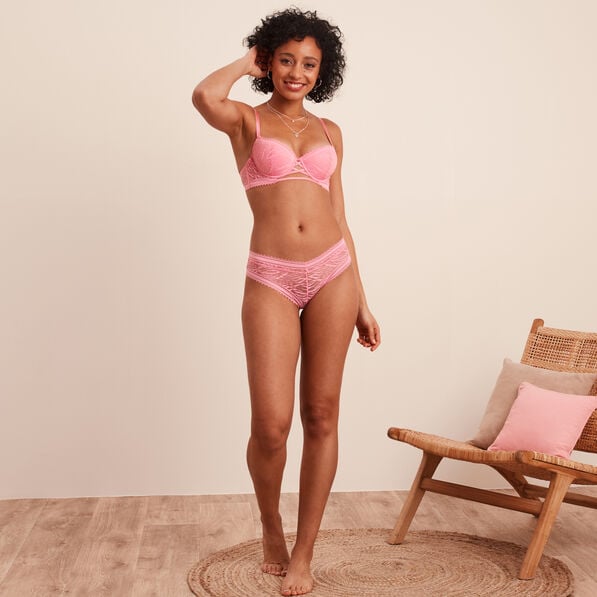 shorty en dentelle rose femme Shorty en dentelle rose femme