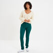 Pull col en V manches longues ecru femme