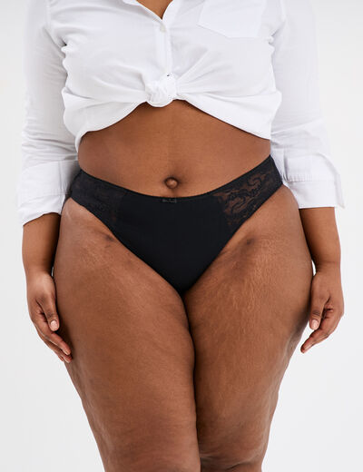 Culotte empiècements dentelle noir femme grande taille