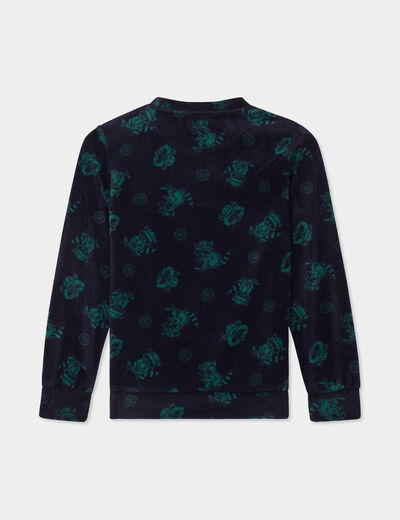Ensemble pyjama effet polaire 2 pi&egrave;ces bleu marine gar&ccedil;on