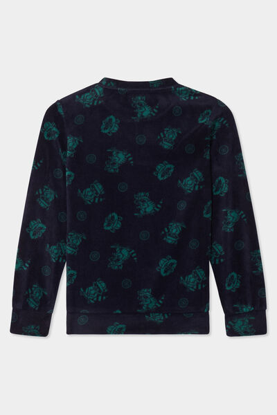 Ensemble pyjama effet polaire 2 pi&egrave;ces bleu marine gar&ccedil;on