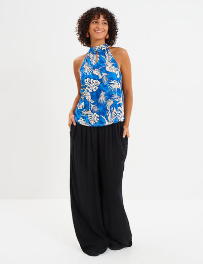 Débardeur encolure américaine bleu electrique femme
