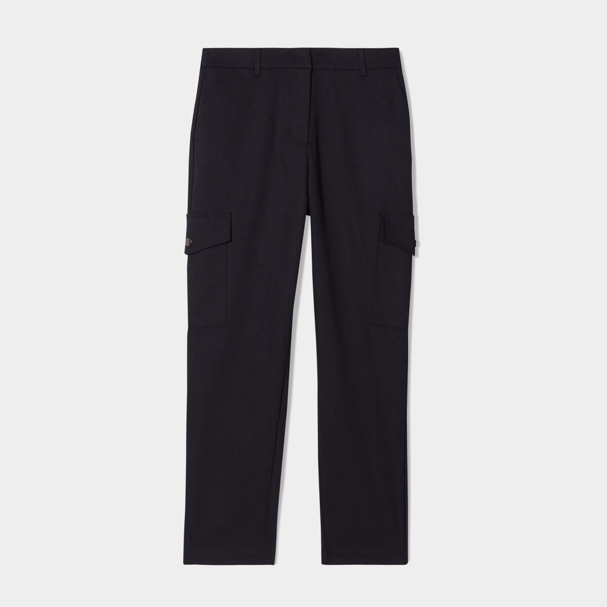 Pantalon cargo 2 poches à rabat noir femme
