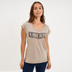 T-shirt d&eacute;lav&eacute; en coton marron fonc&eacute; femme