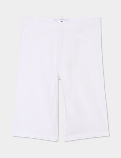 Legging cycliste coton taille élastiquée blanc fille