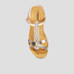 Sandales plates en cuir Creeks jaune or femme