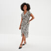 Robe portefeuille longue manches courtes ecru femme