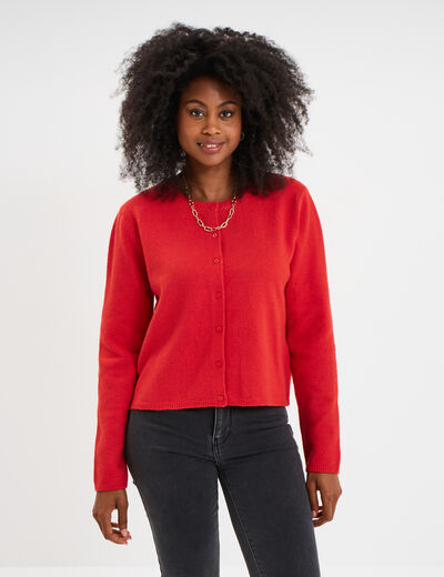 Gilet boutonné manches longues Creeks rouge femme