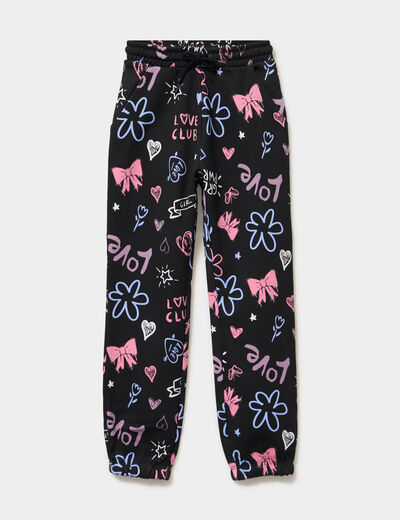 Pantalon de jogging molleton noir fille