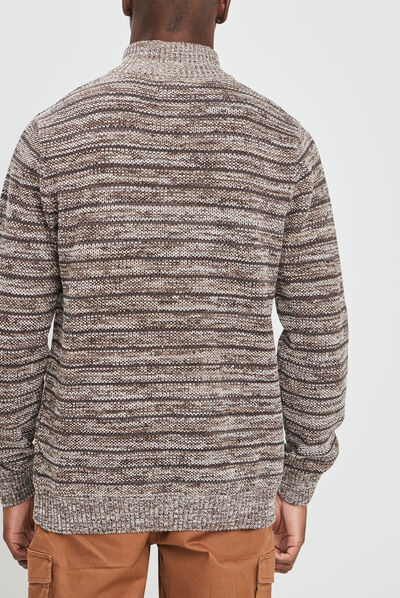 Pull avec col montant camel homme