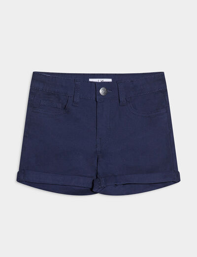 Short ajusté en twill bleu marine fille
