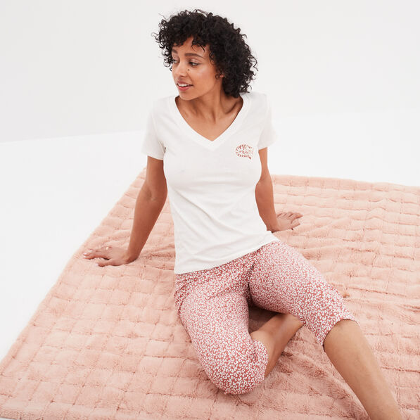 ensemble pyjama corsaire 2 pieces blanc femme Ensemble pyjama corsaire 2 pièces blanc femme