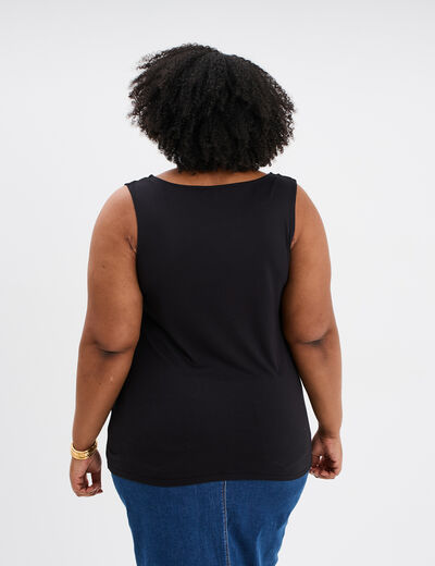 Débardeur col en dentelle noir femme grande taille