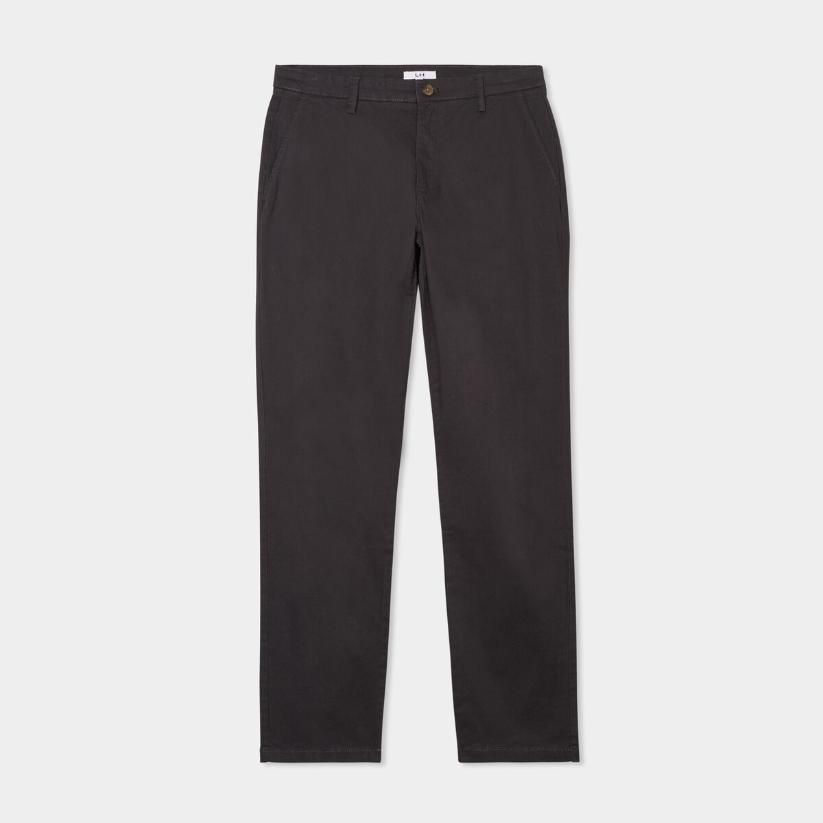 Pantalon chino droit stretch retroussé gris foncé homme