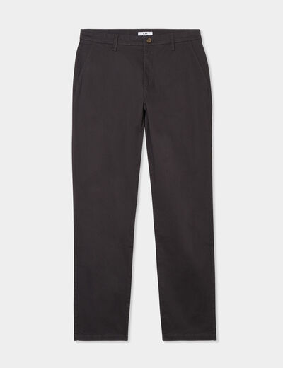 Pantalon chino droit stretch retroussé gris foncé homme