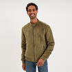 Blouson col biker en su&eacute;dine zipp&eacute; vert kaki homme
