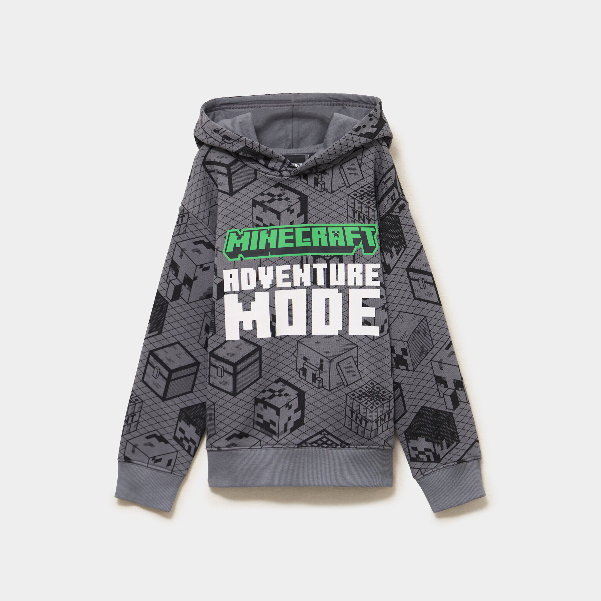 Sweat hoodie droit Minecraft gris foncé garçon