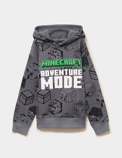 Sweat hoodie droit Minecraft gris fonc&eacute; gar&ccedil;on