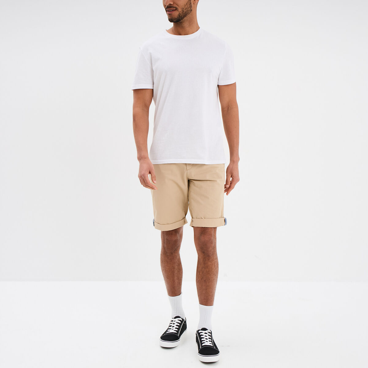 Bermuda short chino straight stretch beige homme