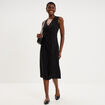 Robe droite longueur genou coton noir femme