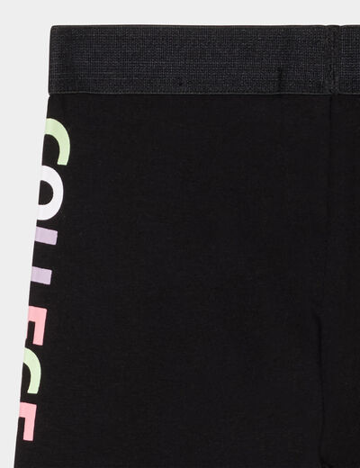 Legging corsaire taille élastiquée noir fille