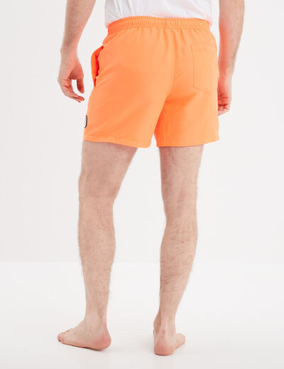 Short de bain droit taille &eacute;lastiqu&eacute;e orange corail homme
