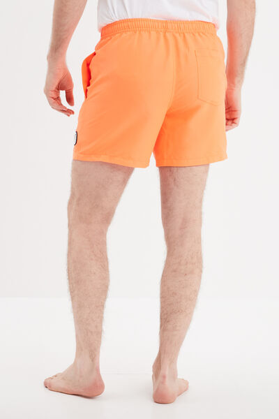 Short de bain droit taille &eacute;lastiqu&eacute;e orange corail homme