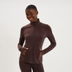 Veste de sport ajust&eacute;e avec fermeture marron fonc&eacute; femme