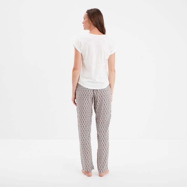 ensemble pyjama col rond 2 pieces fluide ecru femme Ensemble pyjama col rond 2 pièces fluide ecru femme