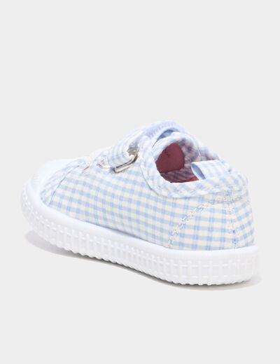 Tennis basses toile semelle souple bleu ciel b&eacute;b&eacute; fille
