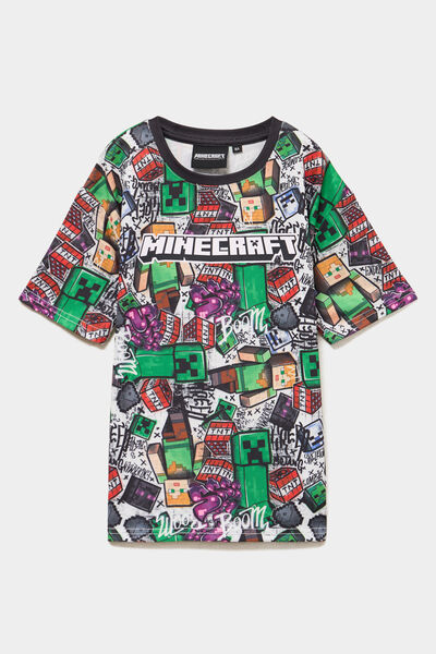 T-shirt droit manches courtes Minecraft multicolore gar&ccedil;on