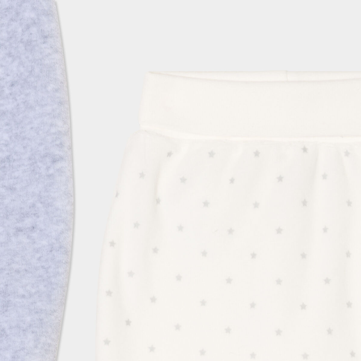 Lot 2 pantalons effet velours coton blanc b&eacute;b&eacute;