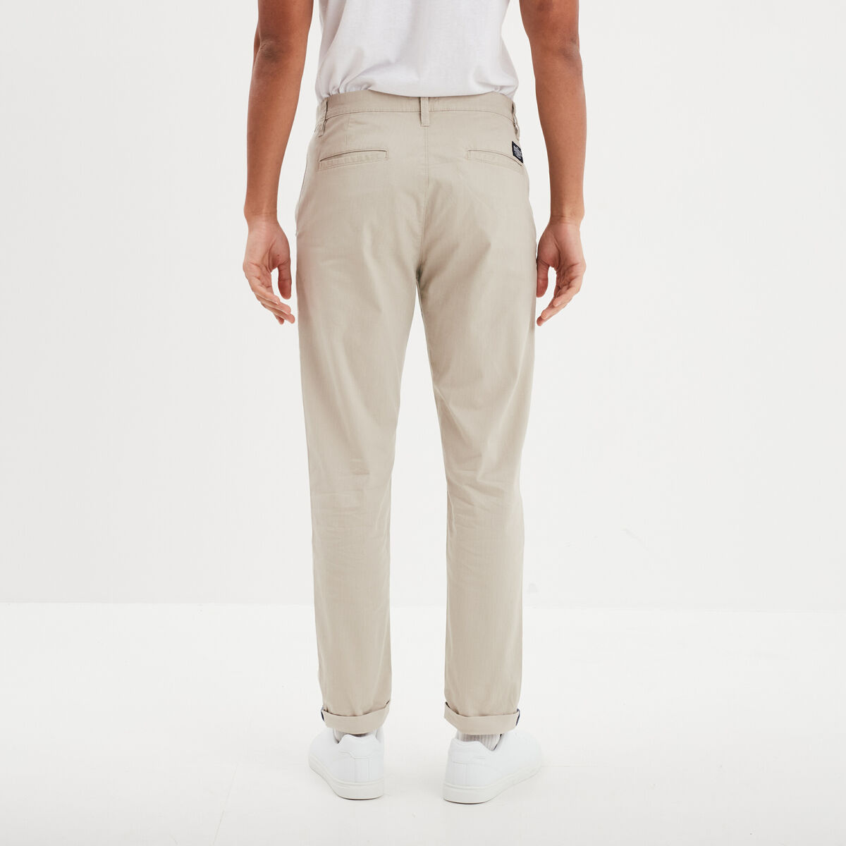 Pantalon chino slim stretch creme homme