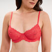 Soutien-gorge embo&icirc;tant dentelle rouge corail femme