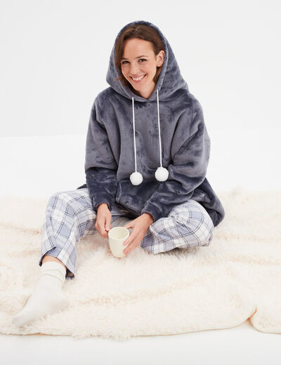Pantalon de pyjama en coton ajusable bleu femme