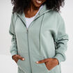 Sweat zippé à capuche vert pastel femme