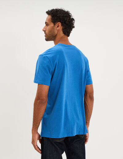 T-shirt droit en coton manches courtes bleu homme