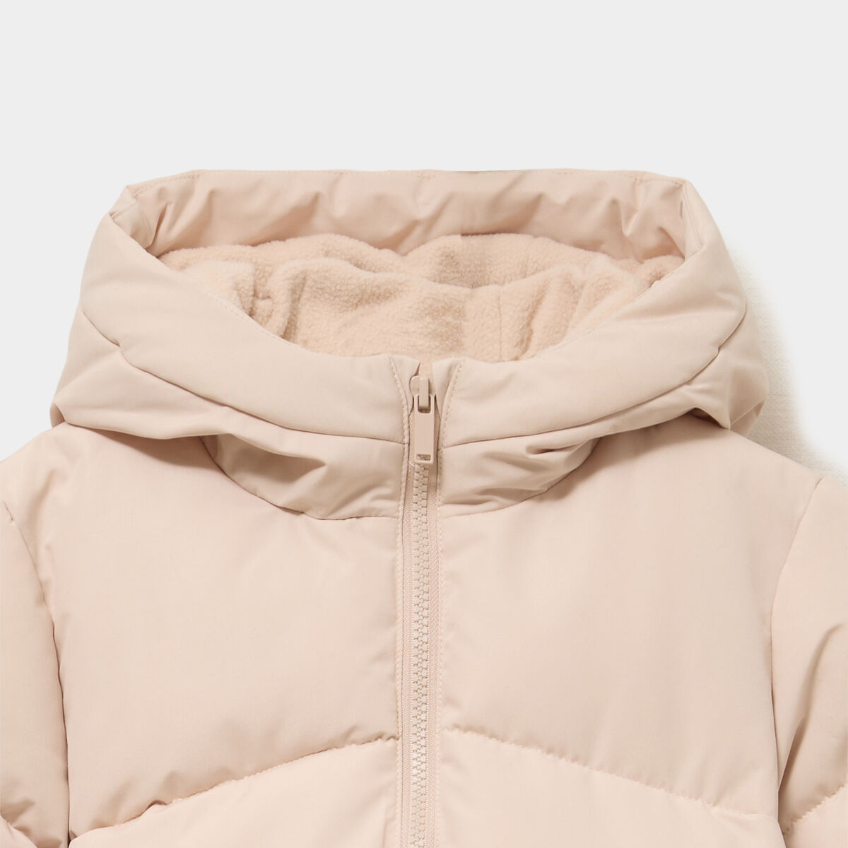 Doudoune chaude &agrave; capuche beige fille
