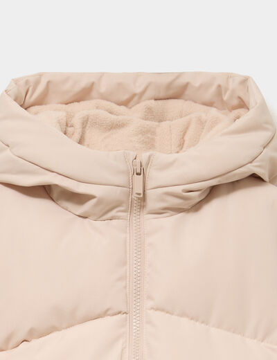 Doudoune chaude &agrave; capuche beige fille